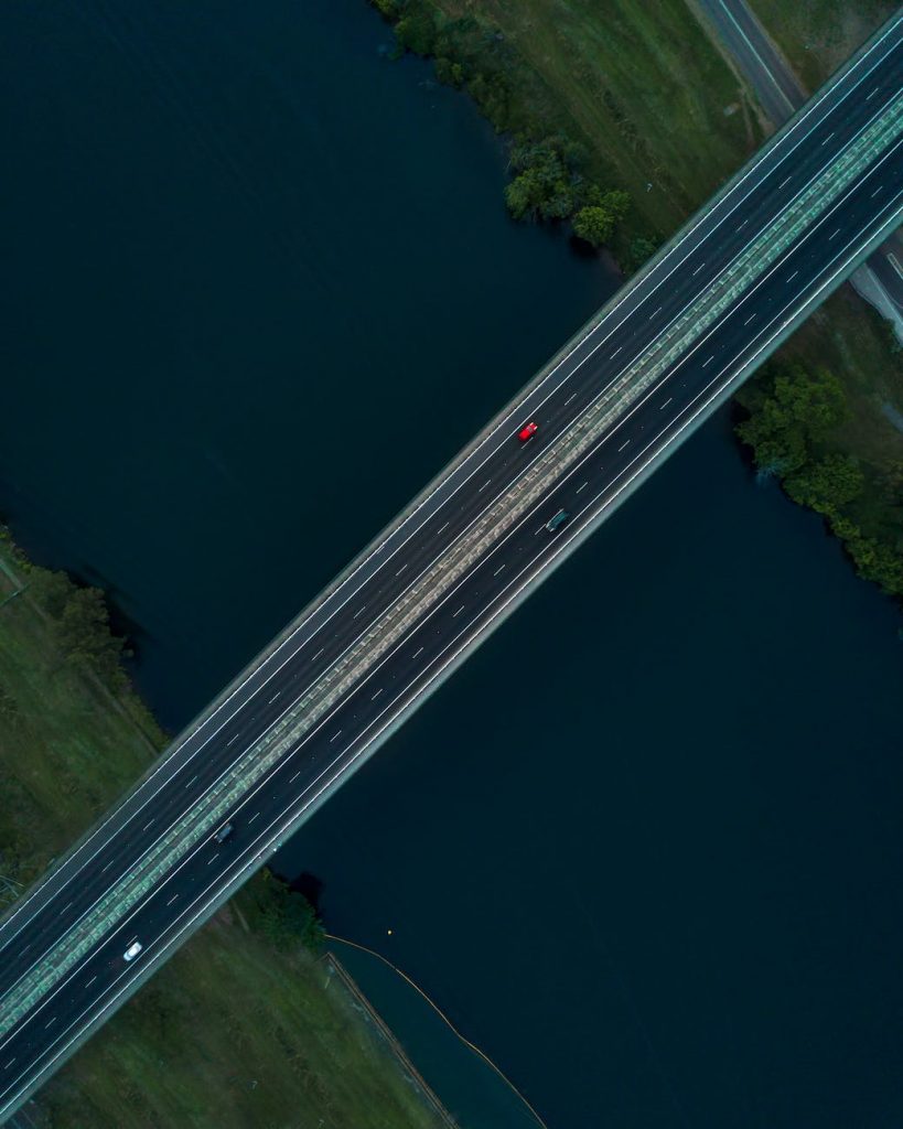 cars passing through bridge